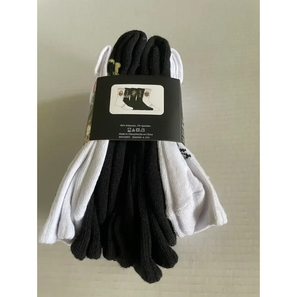 ADULT ED HARDY 5 PAIR BLACK WHITE CREW SOCKS NEW